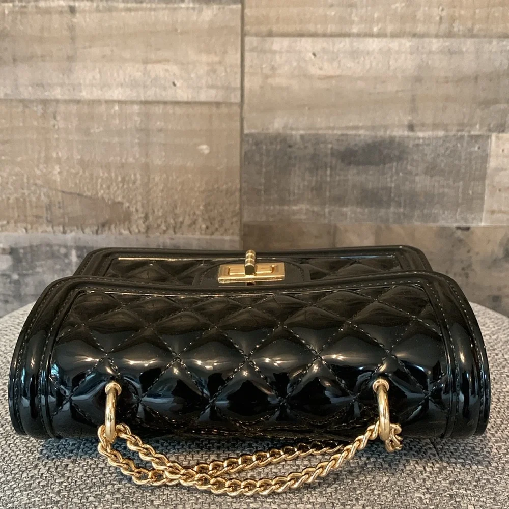 Black Quilted Crossbody with gold chain - Picture 8 of 16